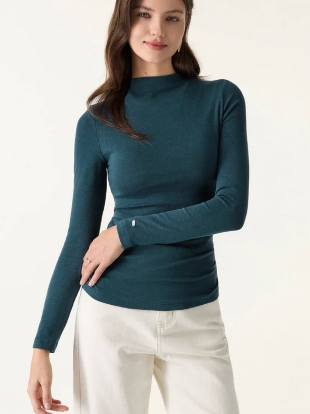 OGL Women’s Long Sleeve Mock Neck Bra Top Max Warm In Forest Night Medium